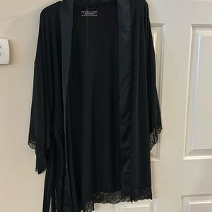 COPY - NWT Victoria’s Secret black lace trim robe with bell sleeves! 🖤 xs/s